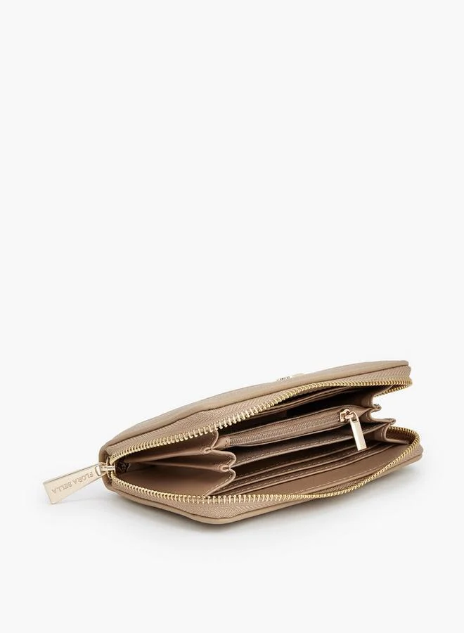 Flora Bella By Shoexpress BEIGE Textured Wallet With Zip Closure for Women | Best Price UAE